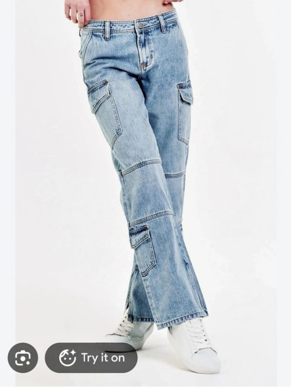 Dear John Women's Hudson Blue Cargo Jeans Like New Size 26 Waist 28.5"inseam